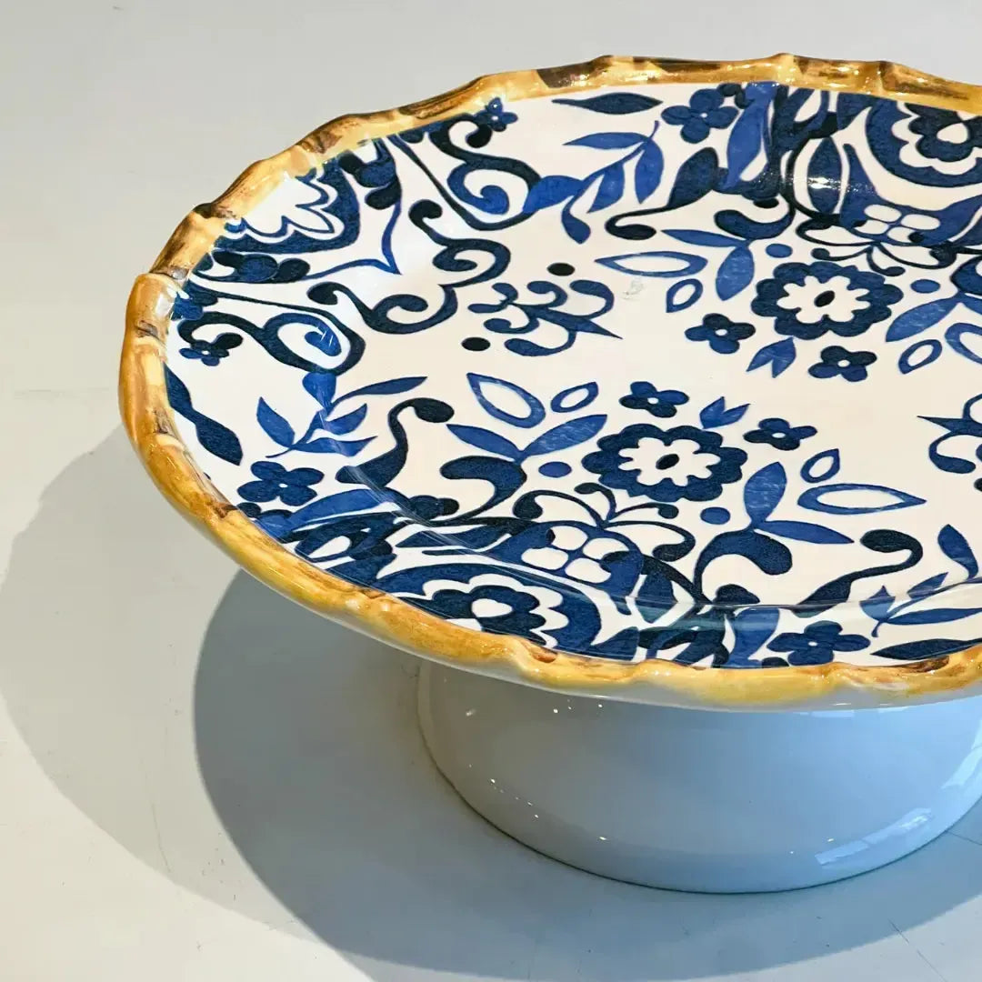 Prato de Bolo Cerâmica Dolce Mare Azulejo Português Vermelho 11x27,5cm Maison Blanche