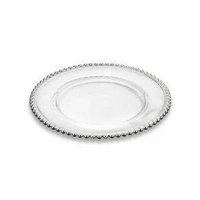 Prato de Sobremesa Cristal Pérola Borda Prateada 20cm Wolff