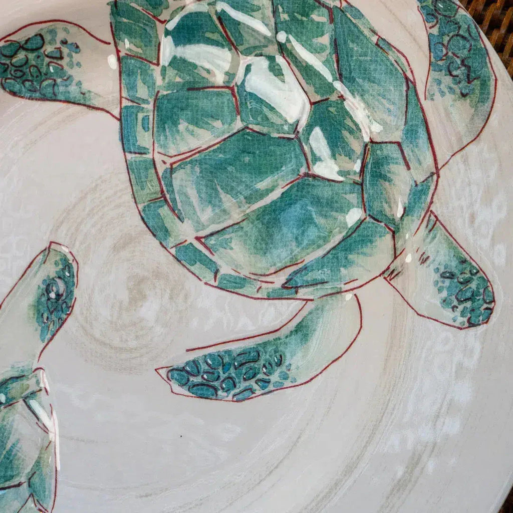 Prato de Sobremesa Melamina Detalhe Tartarugas Verde 22cm