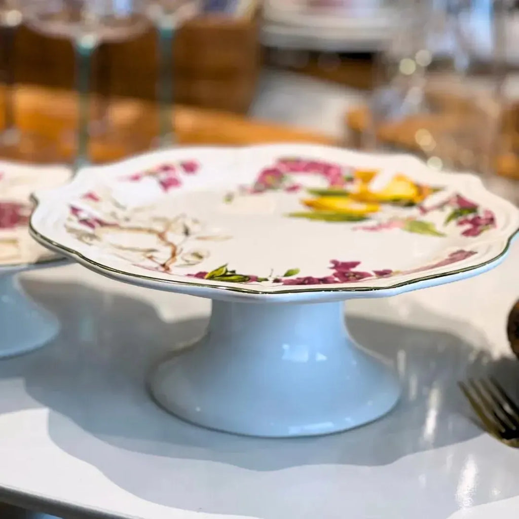 Prato para Bolo com Pé Cerâmica Imperial Scalla