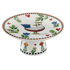 Prato para Bolo com Pé Porcelana Cocoricó Laranja 19x9cm Egan