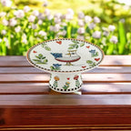Prato para Bolo com Pé Porcelana Cocoricó Laranja 19x9cm Egan