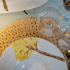 Prato para Risoto Cerâmica Ypê Amarelo com Filete de Ouro 28cm Scalla