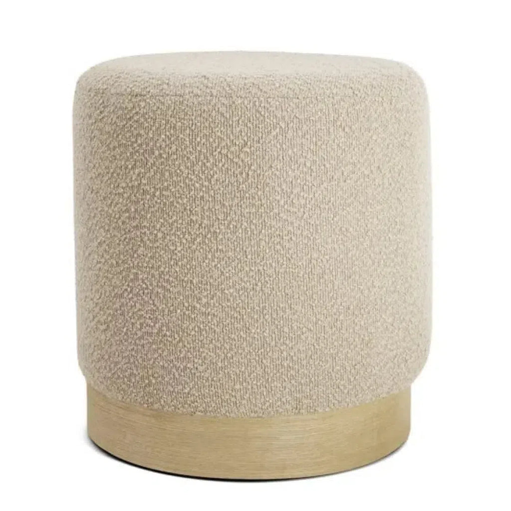 Puff em Bouclé e Madeira Branco 40,5x37cm Mart