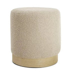 Puff em Bouclé e Madeira Branco 40,5x37cm Mart