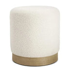 Puff em Bouclé e Madeira Branco 40,5x37cm Mart