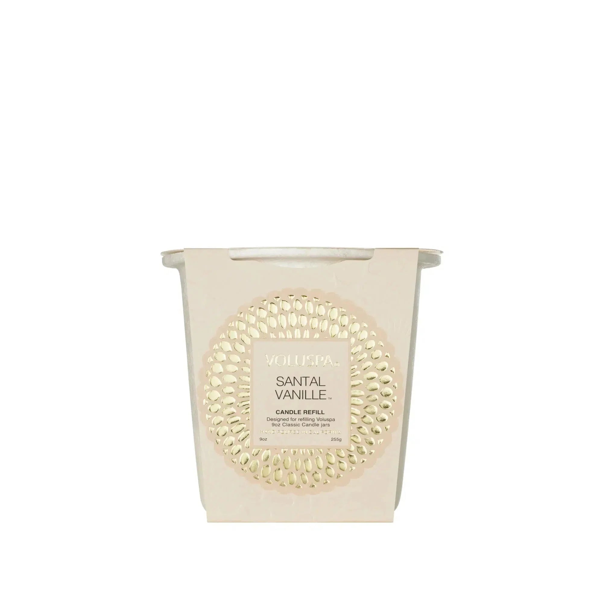 Refil Vela Voluspa Copo de Vidro Clássico Santal Vanille 60 Horas