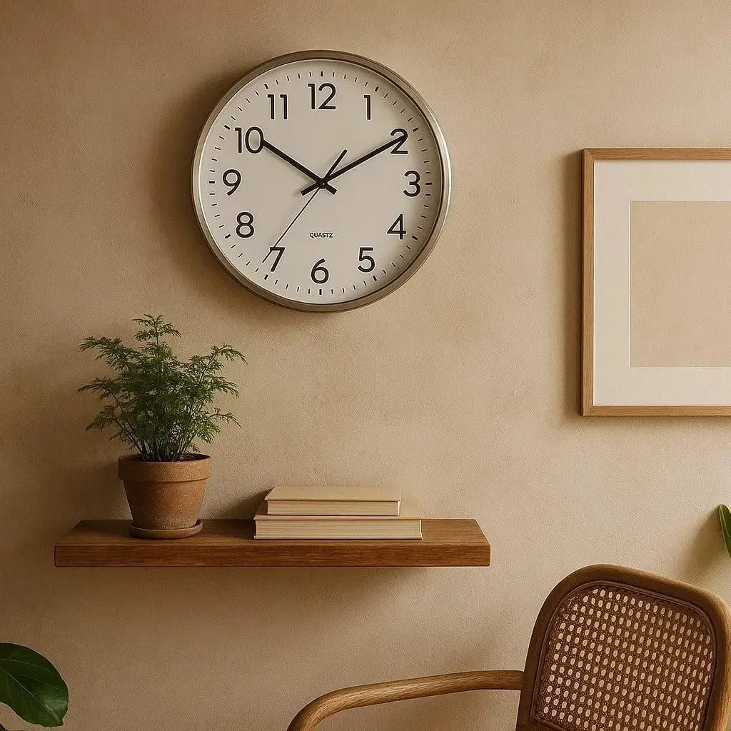 Relógio de Parede Branco / Prateado 40cm linha Refúgio