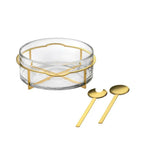 Saladeira Del Garda Inox Resvetido com Ouro 24k com Par de Talheres Riva