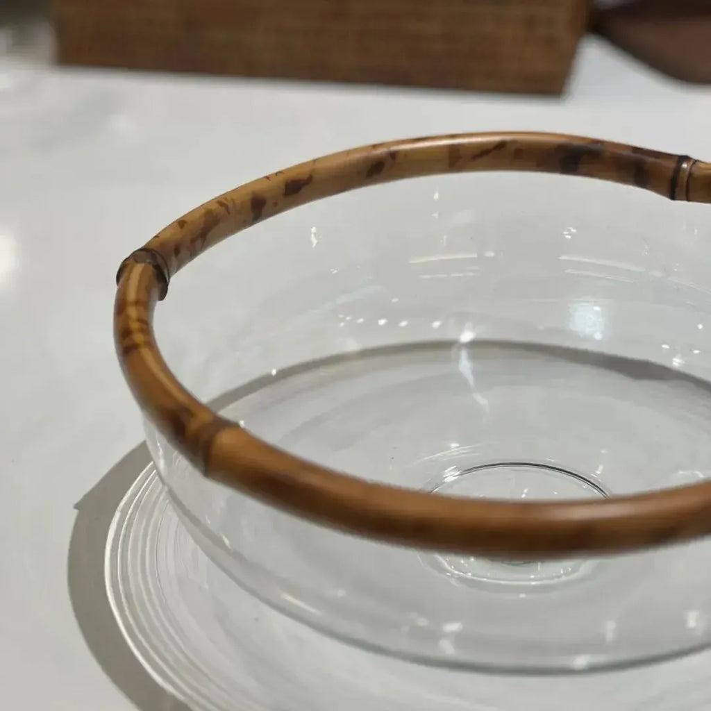 Saladeira Pequena de Vidro com Bambu Rajado