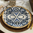 Sousplat Cerâmica Dolce Mare Azulejo Português Vermelho 34,5cm Maison Blanche
