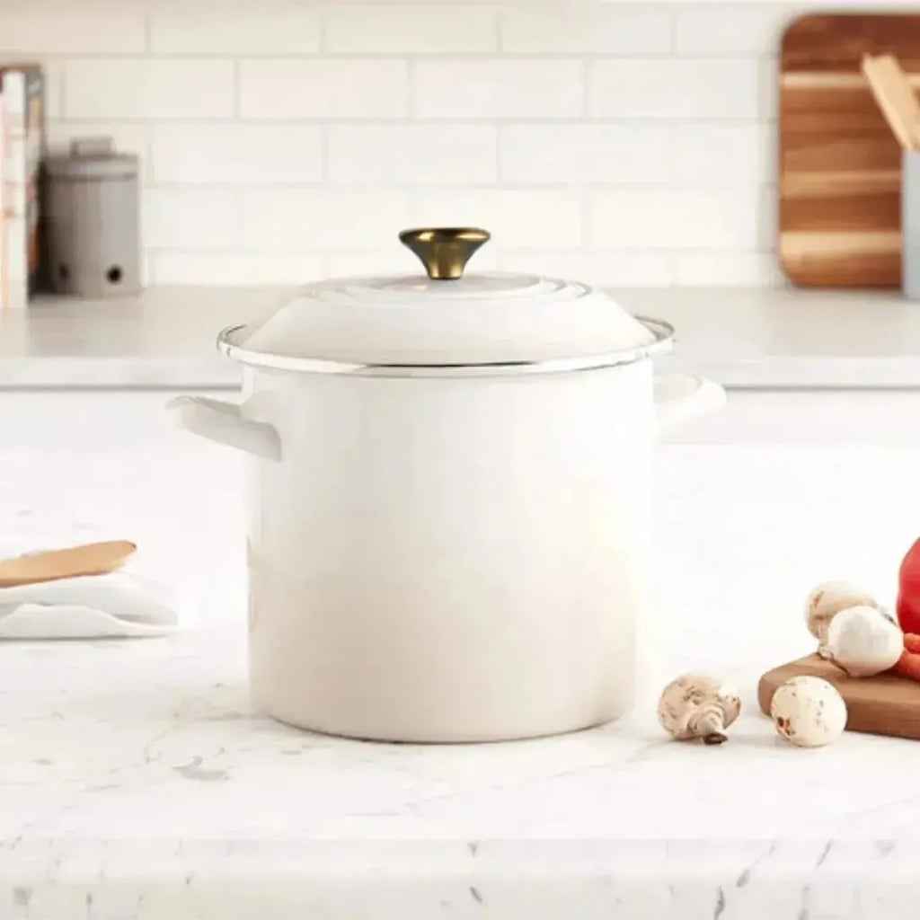 Stockpot Aço Esmaltado Meringue com Pegador Aço Inox 7,6L 22cm Le Creuset