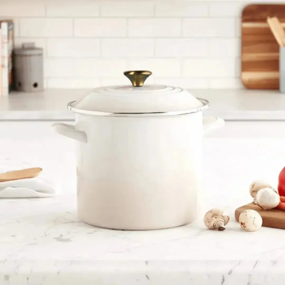 Stockpot Aço Esmaltado Meringue com Pegador Aço Inox 7,6L 22cm Le Creuset
