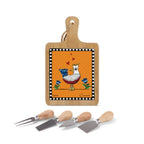 Tábua para Aperitivo + 4 Peças para Queijo Cocoricó Laranja 24x15cm Egan