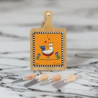Tábua para Aperitivo + 4 Peças para Queijo Cocoricó Laranja 24x15cm Egan