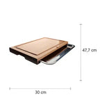 Tábua para Corte em Bambu com Bandeja em Aço Inox 47,5x30x4cm Dynasty