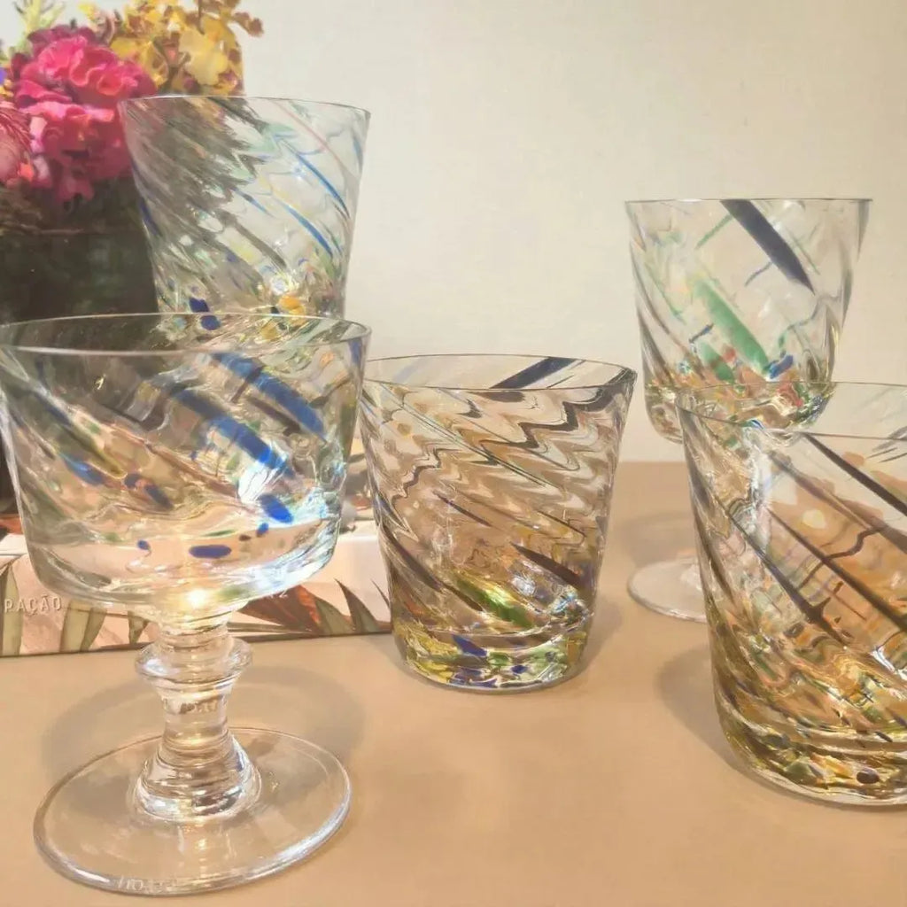 Taça Mozart em Puro Cristal para Sobremesa Murano Colors Torcido Colorida 245ml