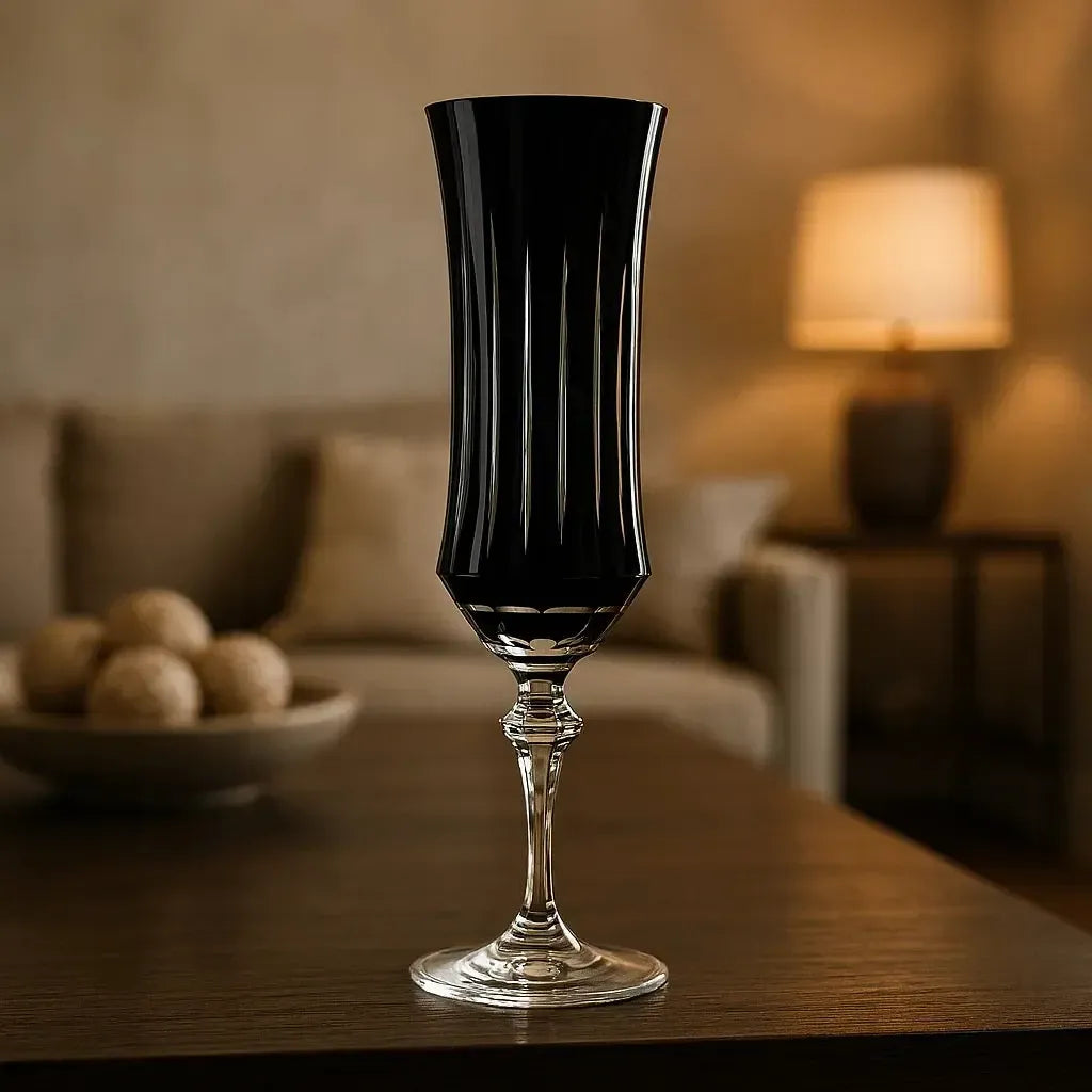 Taça em Cristal Lapidado 66 para Espumante 19 Preto Artemano 195ml