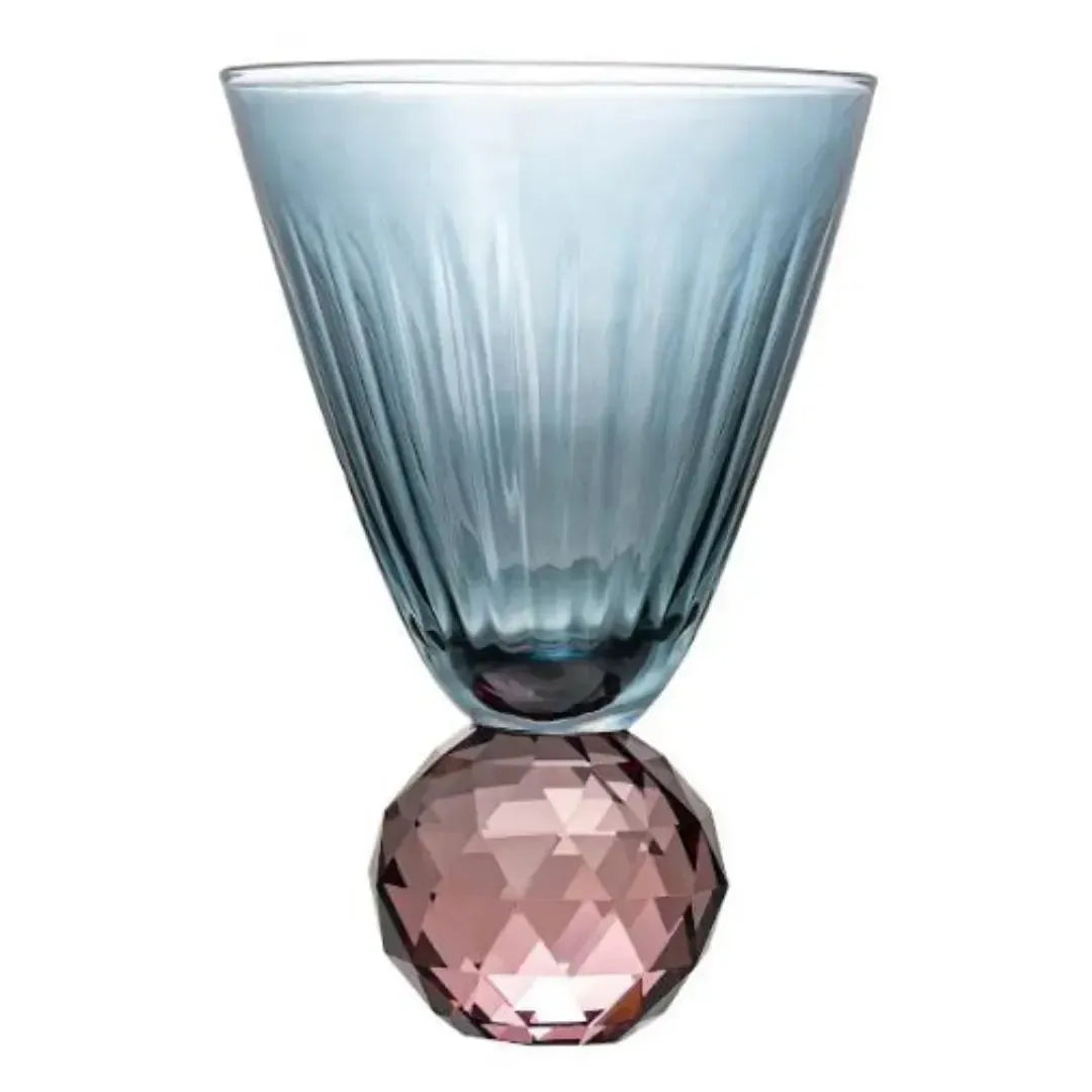 Taça para Água Vidro base Geométrica Azul / Lilás Linha Sintonia 400ml
