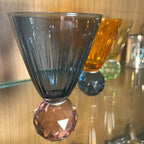 Taça para Água Vidro base Geométrica Azul / Lilás Linha Sintonia 400ml