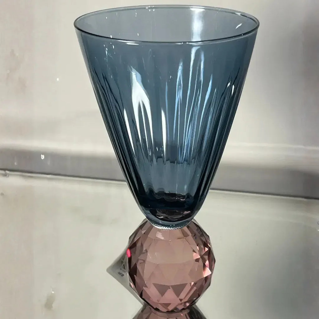 Taça para Água Vidro base Geométrica Azul / Lilás Linha Sintonia 400ml