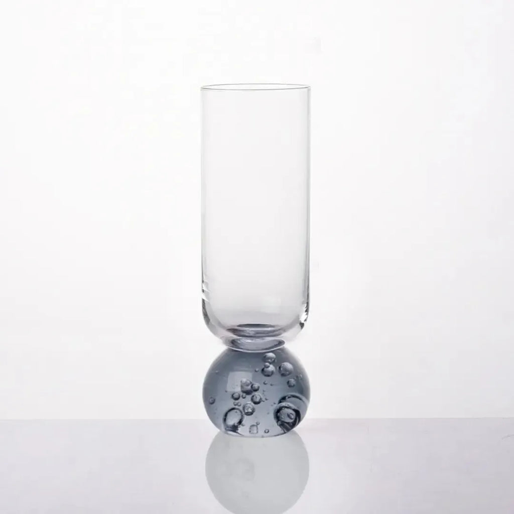 Taça para Champanhe Vidro base Esfera Transparente / Preta Linha Sintonia 250ml