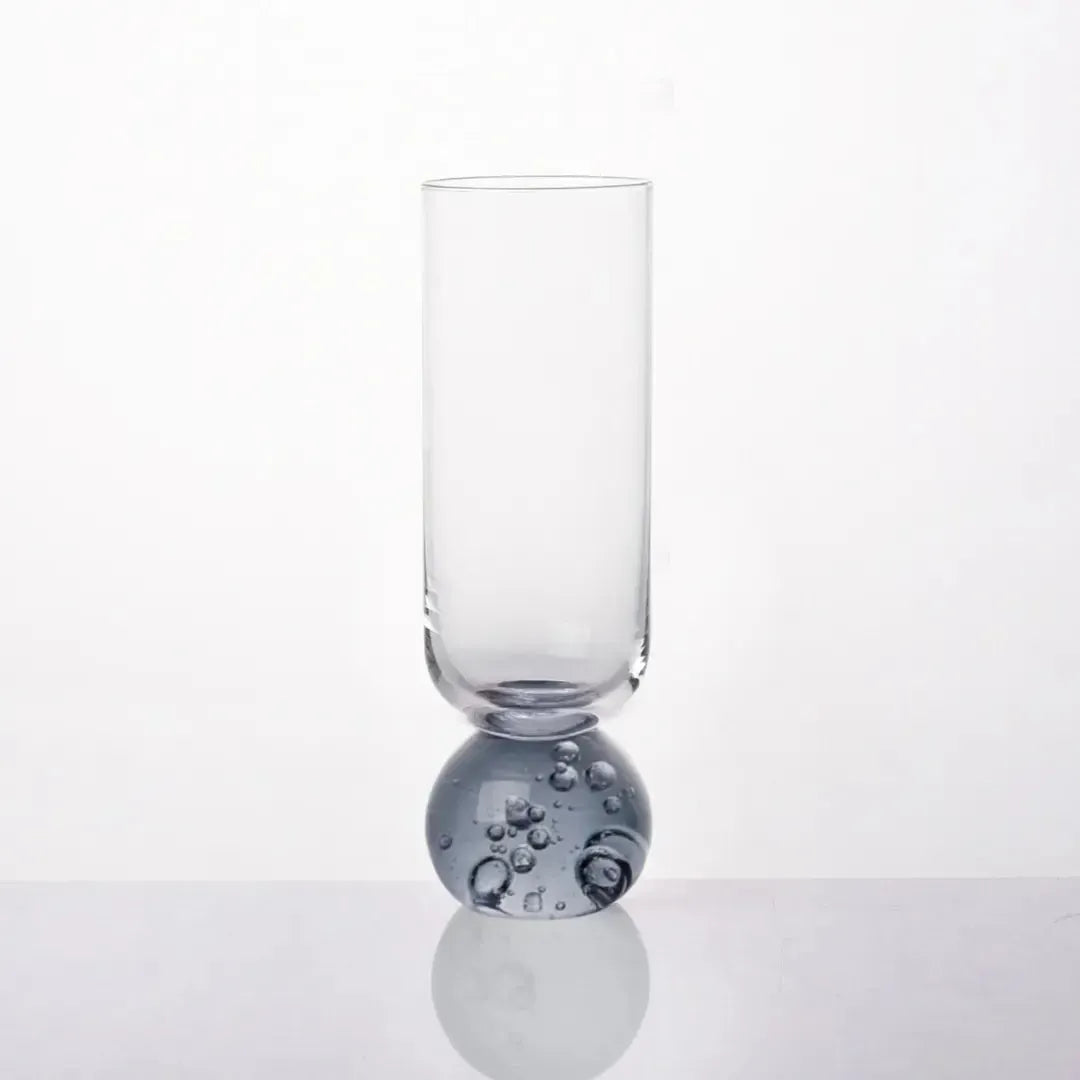 Taça para Champanhe Vidro base Esfera Transparente / Preta Linha Sintonia 250ml
