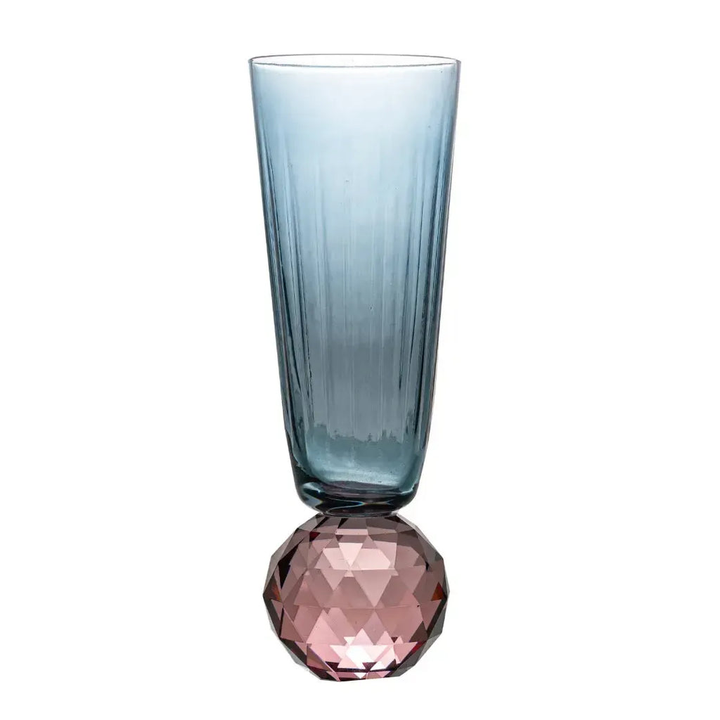 Taça para Champanhe Vidro base Geométrica Azul / Lilás Linha Sintonia 300ml
