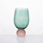 Taça para Vinho / Água Vidro base Esfera Verde / Rose Linha Sintonia 400ml