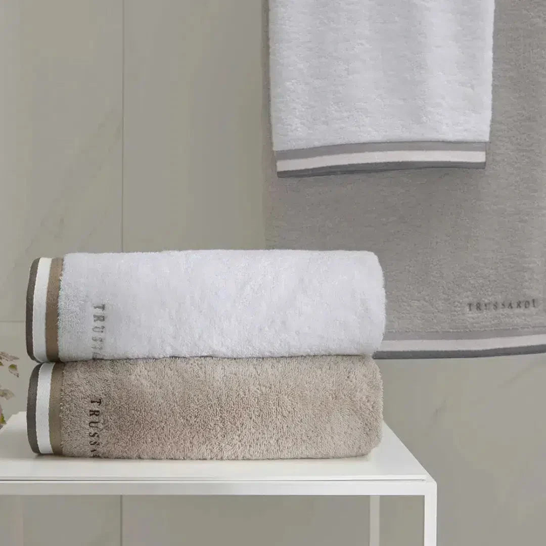 Toalha Rosto Montello Branca / Cinza Trussardi