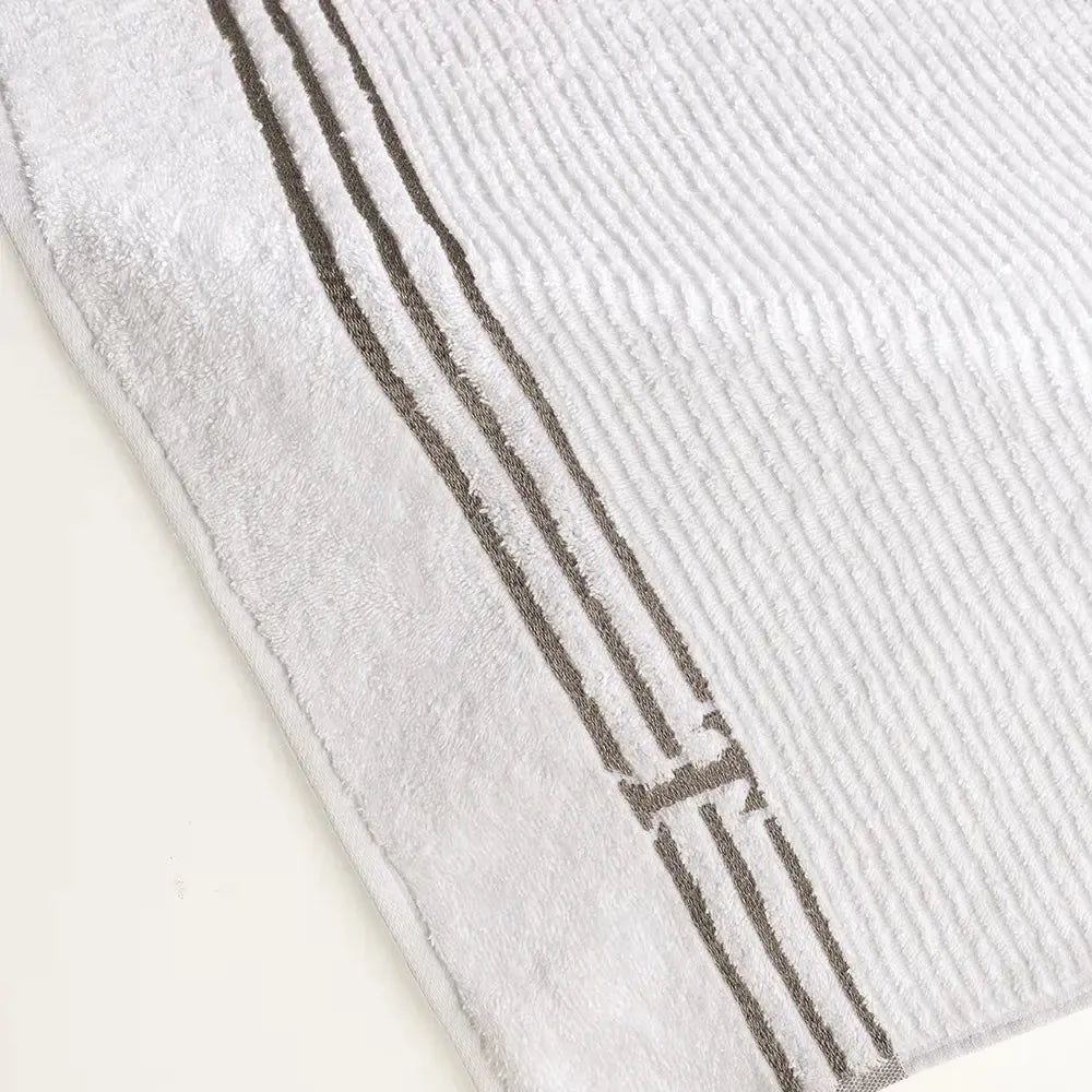 Toalha de Praia Isola Branco / Legno 100% Algodão Trussardi
