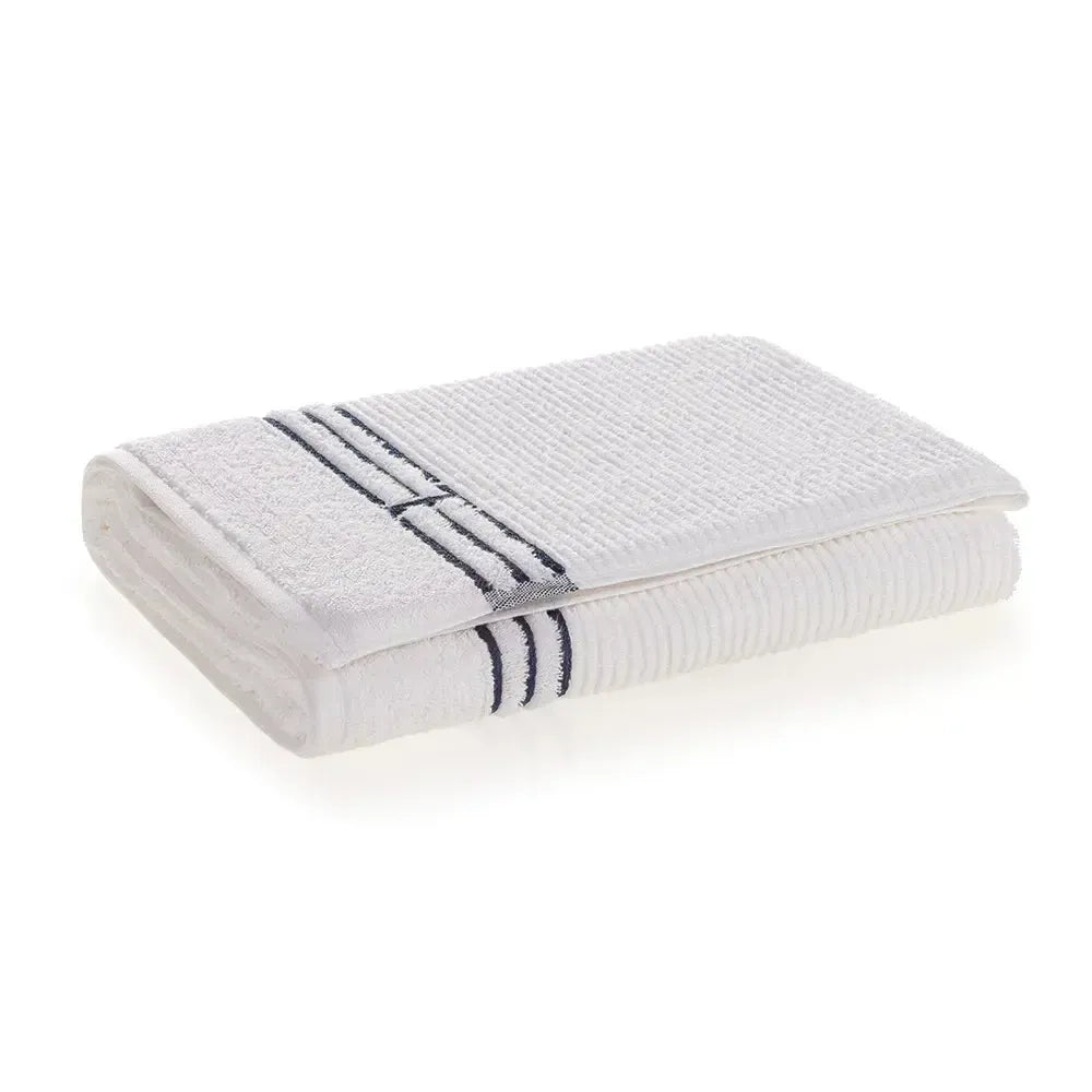 Toalha de Praia Isola Branco / Marino 100% Algodão Trussardi