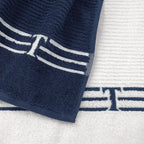 Toalha de Praia Isola Branco / Marino 100% Algodão Trussardi