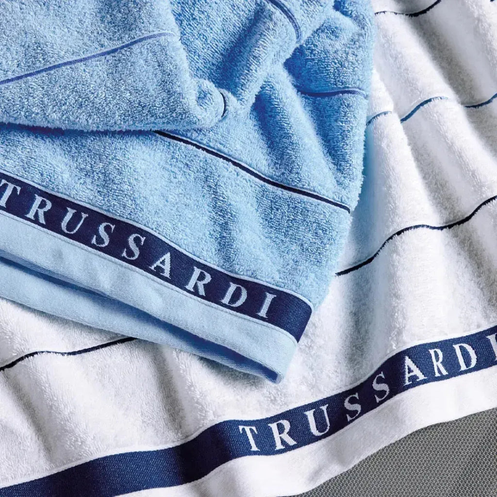 Toalha de Praia Náutica Branca / Marinho Trussardi