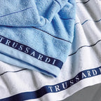 Toalha de Praia Náutica Branca / Marinho Trussardi