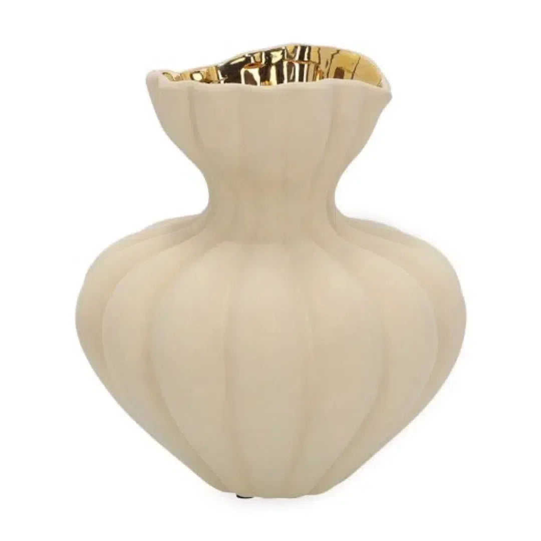 Vaso Cerâmica Bege 24x22cm Mart