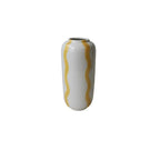 Vaso Cerâmica Branco com Listras Amarela 20x9 cm Tuut