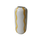 Vaso Cerâmica Branco com Listras Amarela 20x9 cm Tuut