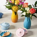 Vaso Flower de Cerâmica Azul Caribe 16cm Le Creuset