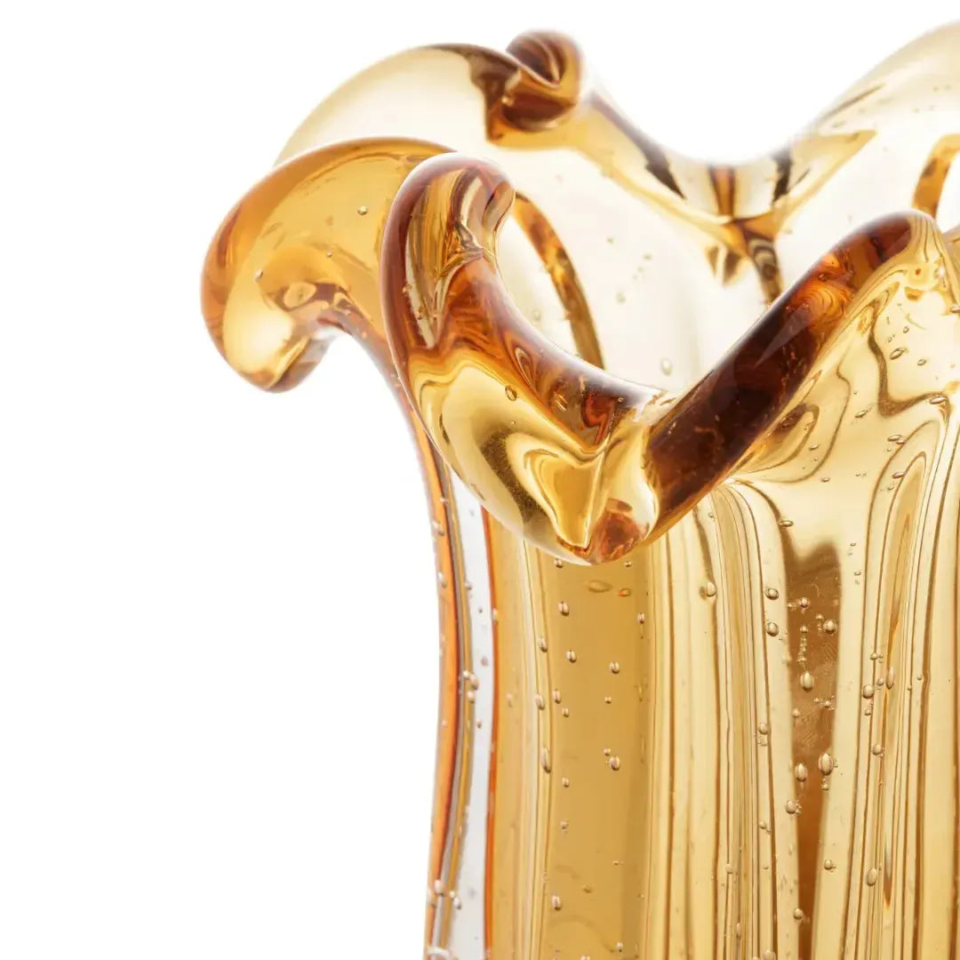 Vaso de Vidro Flat Italy Murano Ambar 18x21cm