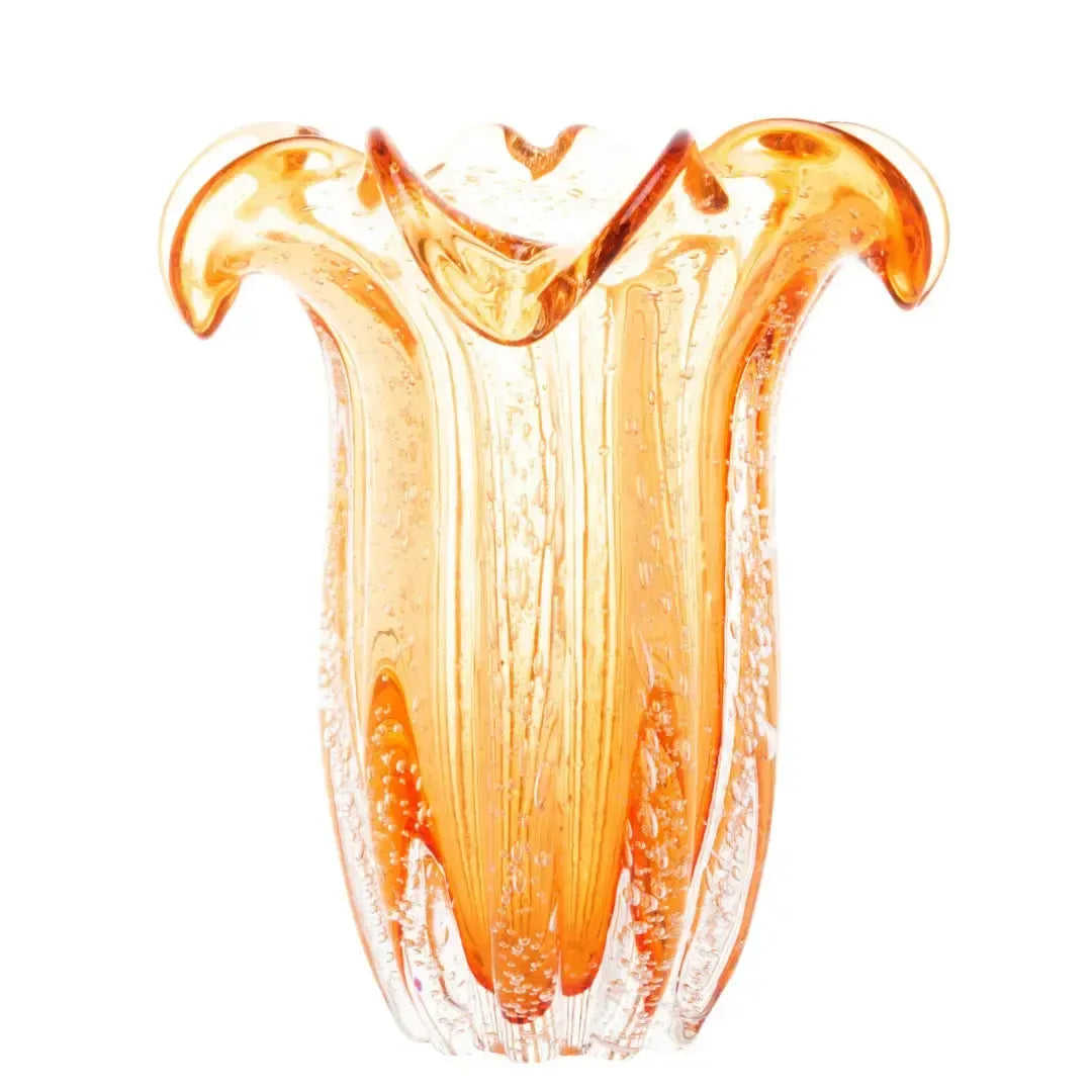 Vaso de Vidro Flat Italy Murano Ambar 22x27cm