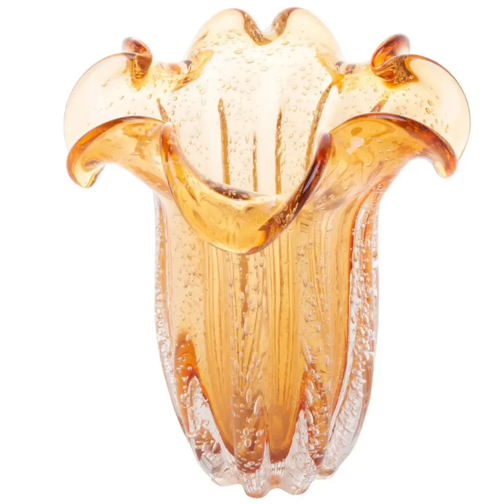 Vaso de Vidro Flat Italy Murano Ambar 22x27cm