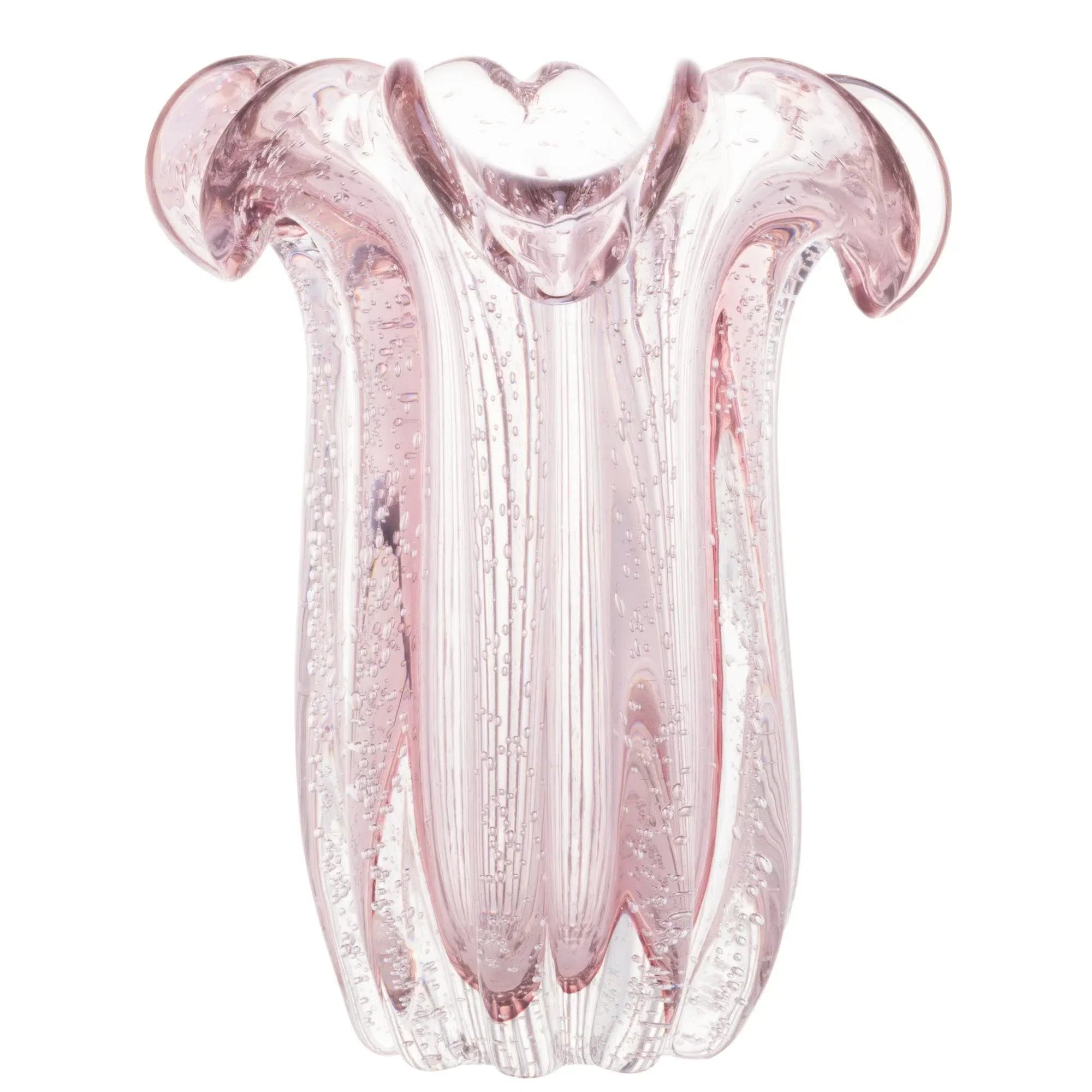 Vaso de Vidro Flat Italy Rosa Claro 19x24cm