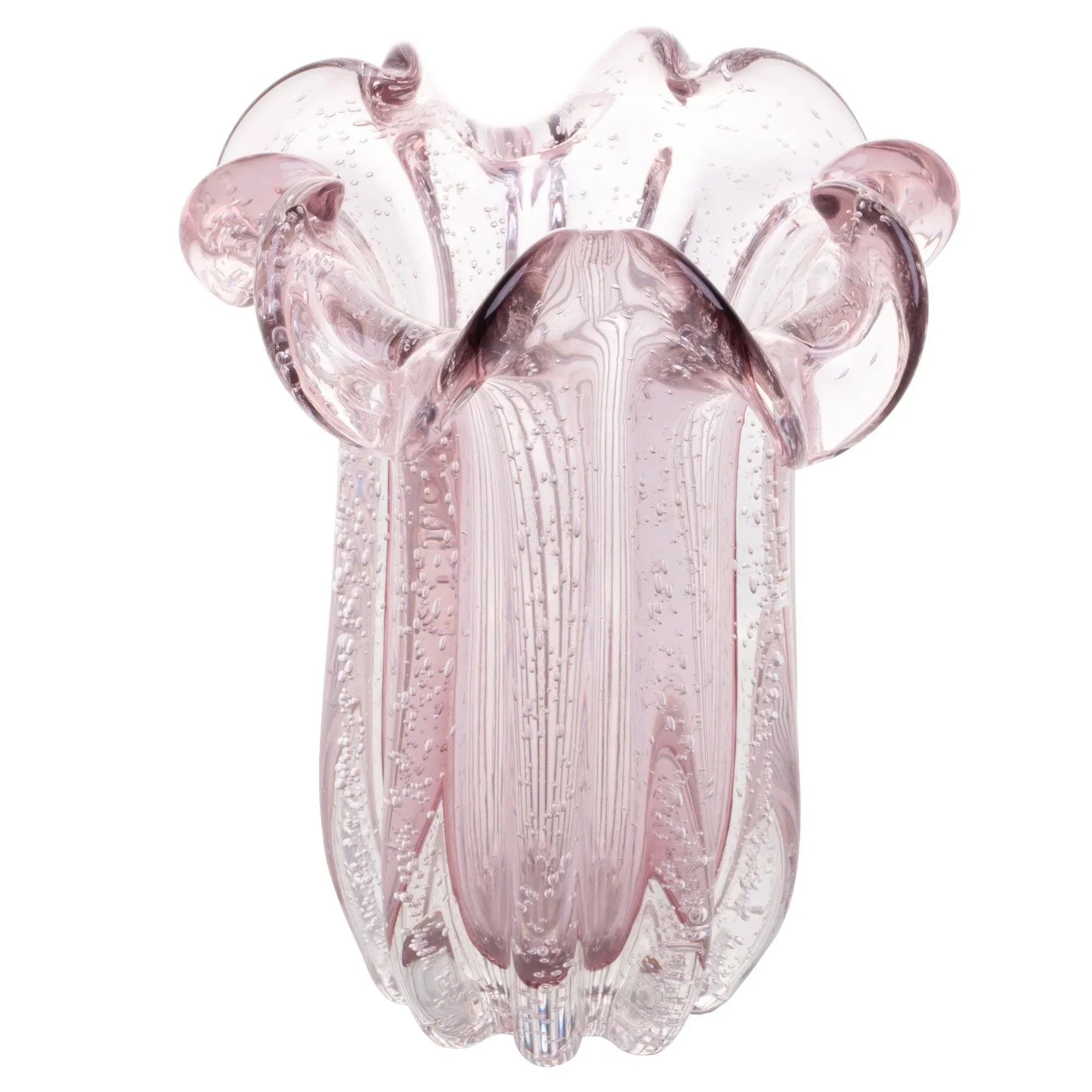 Vaso de Vidro Flat Italy Rosa Claro 19x24cm