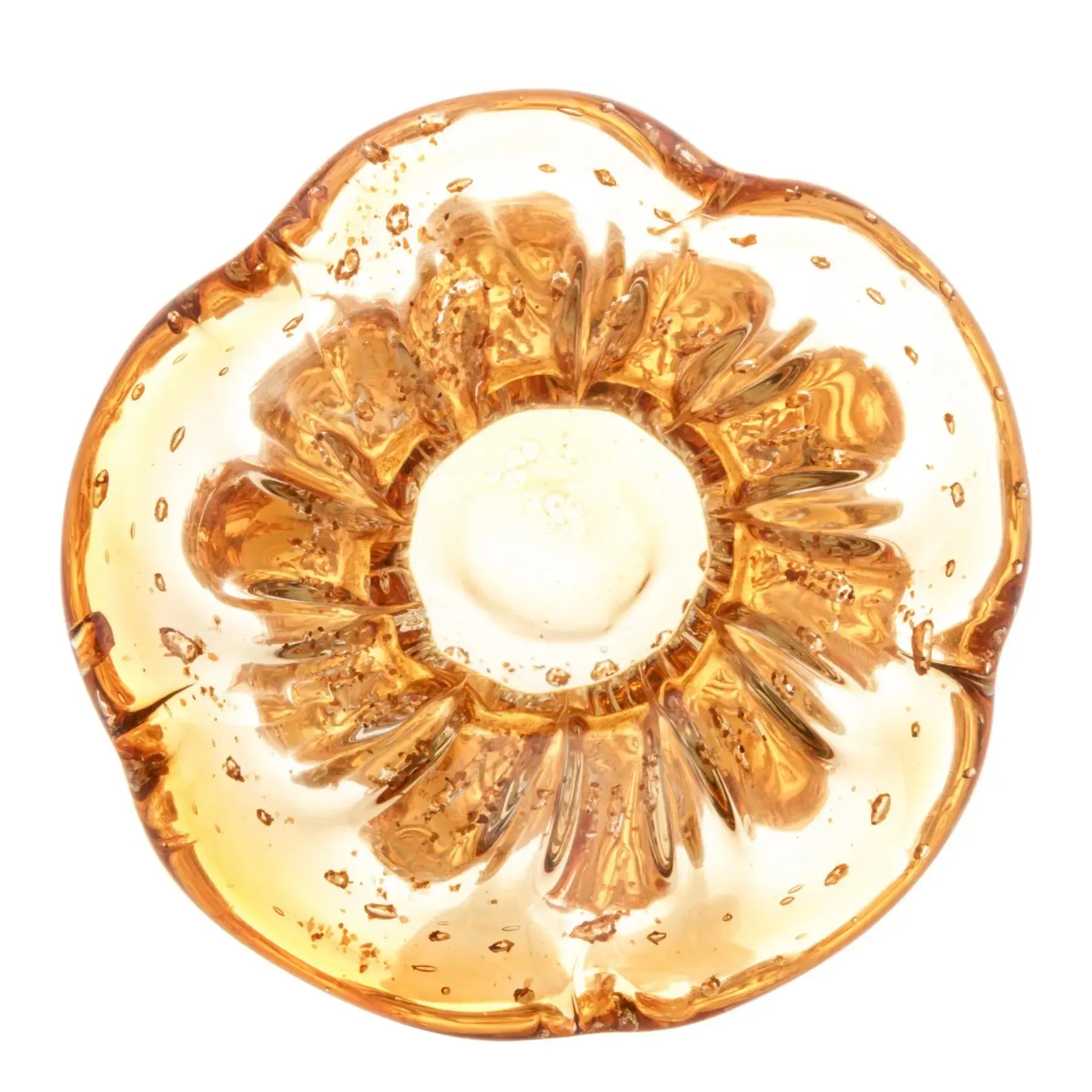 Vaso de Vidro Italy Murano Âmbar e Dourado 11,5x13cm