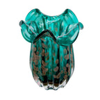 Vaso de Vidro Italy Murano Azul e Rosé 18x21cm