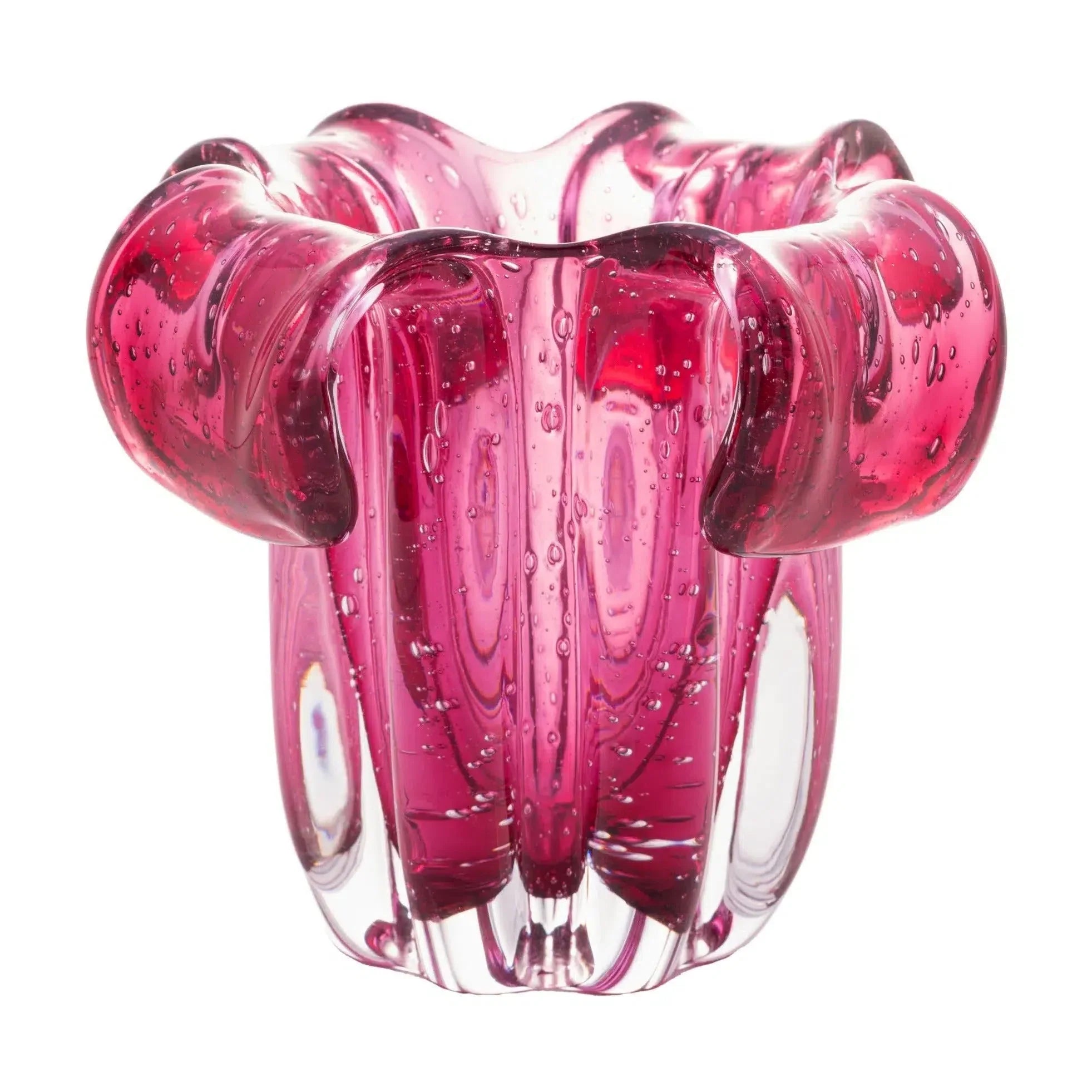 Vaso de Vidro Italy Murano Rosa 15x16cm