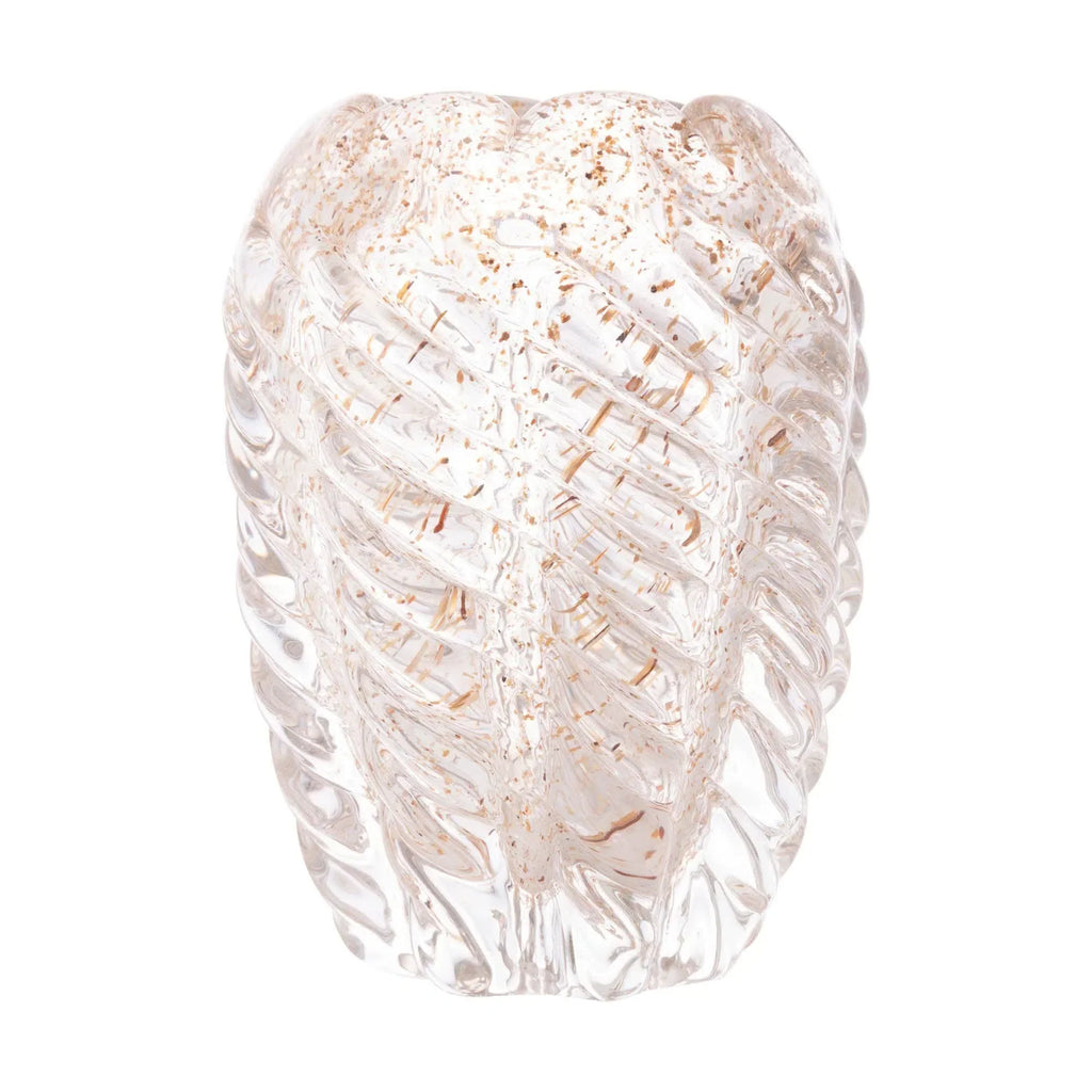 Vaso de Vidro Italy Murano Transparente e Dourado 11x11x15cm