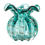 Vaso de Vidro Italy Tiffany e Dourado 10x11cm