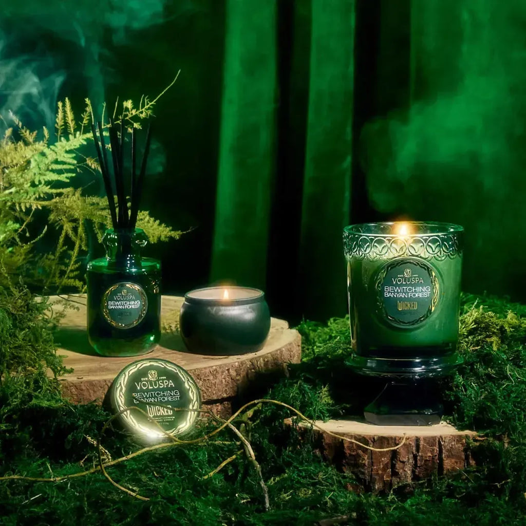 Vela Voluspa Copo de Vidro Bewitching Banyan Forest 60 Horas